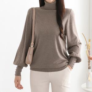 [모리스커밍홈] 심플 벌룬소매 목폴라 니트_M2411KN164D