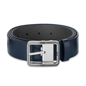 몽블랑 리버서블 사각 핀버클 다크 블루그레이 레더 남성 벨트 MB131193