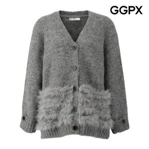 [지지피엑스]라인 퍼 디테일 Y버튼 울 니트 가디건 GPBKG020F