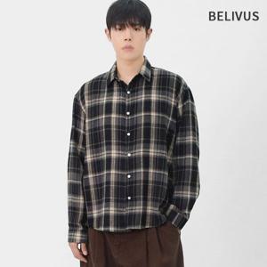 빌리버스 남성 데일리 간절기 톤다운 셔츠 빈티지 레이어드 면 체크남방 BRAT134