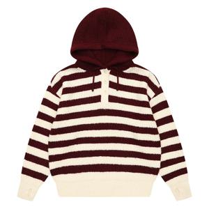 [소이]와인 스트라이프 후드 니트티 25W5083_OD