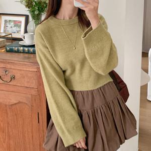 나야홍 / 빅사이즈 511 심플무지세미크롭니트 DTCV658