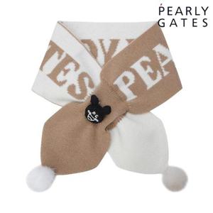 파리게이츠 (521D4AC001) 여성 배색 로고 폼폼 머플러 & 스마일 브로치