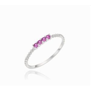 미니골드 [미니젬스 실버] 리프라인 핑크 반지 MRM14345