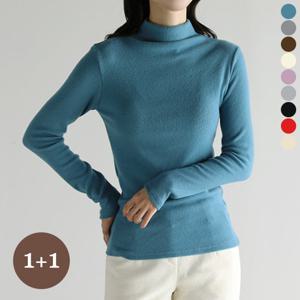 [바네사빈] [1and1]브러쉬기모 스판 반폴라 니트티 v01438