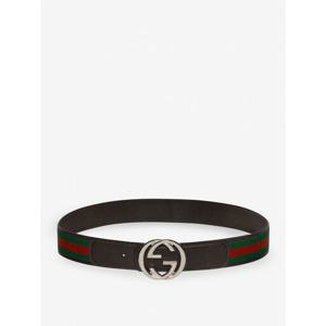 [GUCCI] 라프리마 남성 벨트 Web 패브릭 앤 레더 849862 CWLST2054 T MORO /12