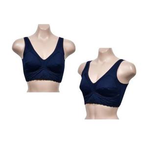 가슴밑 메쉬 흡한속건 런닝형 노몰드 브라 - 네이비