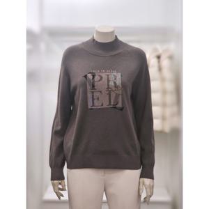 [프렐린]RWP254S70 레터링 프린트 반목 니트