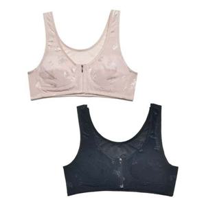 런닝형 앞지퍼 플라워 자가드 B컵 브라