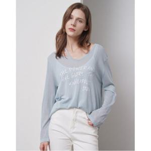 [탱커스]루즈핏 U넥 끈 레이어드 레터링 긴팔 니트 (TX2KP030L0)