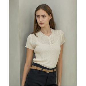 [탱커스]썸머 노카라 하프 버튼 반팔 니트 (TX2KP024L0)