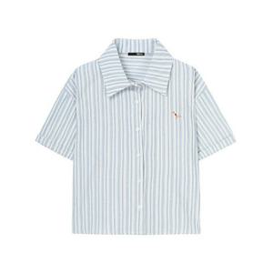 [비엔엑스]소매 롤업 스트라이프 자수 셔츠 (BX2BL019L0)