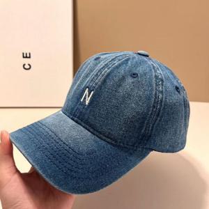 트랜디 볼캡 패치 데님 남녀공용 데일리 N 레터링