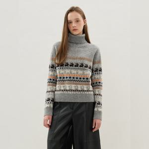 [올리브데올리브] 애니멀 노르딕 패턴 믹스 니트 풀오버 OK5WPB25