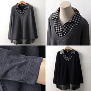 나야홍 / 위쉬몰 MN 크로스체크블라우스(6969H512) 빅사이즈