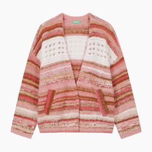 [베네통]배색 크로셰 카라리스 니트 가디건 (BAKC10511)