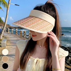 여성 햇빛 차단 넓은 챙 밀짚 선캡 둘레조절 여자 썬