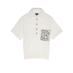 [엘러브] 샤넬 21P 니트 폴로 티셔츠 34 화이트 5ET2073