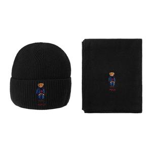 폴로랄프로렌 PC1044-001 솔리드 데님 베어 비니 머플러 기프트 세트