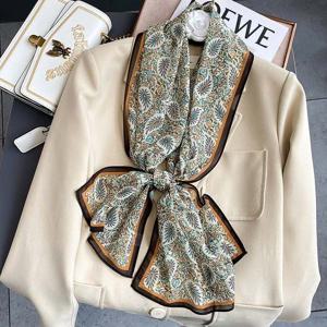 여성 가을 실크 사각 롱 긴 화려한 스카프 멀티카멜