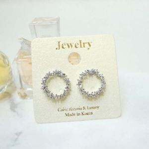 단아한 화관 촘촘큐빅 써클 귀걸이