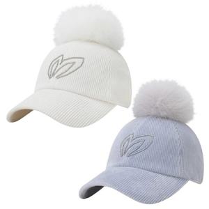 [양말증정]여성 퍼 장식 심볼 코듀로이 볼캡 (421D4CP402)