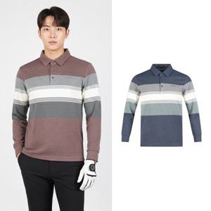 럭스골프 남성 배색 블록 카라 긴팔 티셔츠 JP25W439