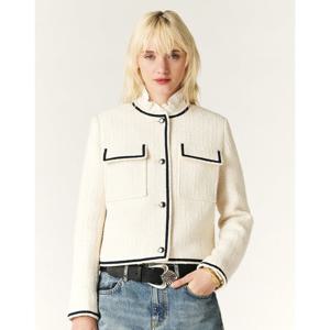 바쉬 24SS 클리어런스 아이보리 라인배색 면혼방 트위드자켓 SIJA4E005IV