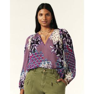 바쉬 24SS 클리어런스 바이올렛 패턴 실크혼방 긴팔블라우스 SIBL4E008V2