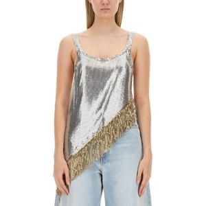 파코라반 프린지 디테일 어시메트릭 헴 슬리브리스 탑 24FITO83