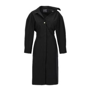 자크뮈스 버튼 클로저 브이넥 원피스 24E241DR1241519 BLACK