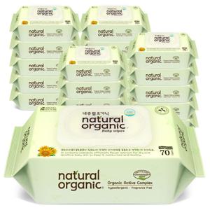 네츄럴오가닉 아기물티슈 오리지널 플레인 스마트캡형70매[20팩]