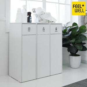 ST9654 필웰 3칸 분리수거함 수납장 가정용 아트스티커 비닐봉투 포함