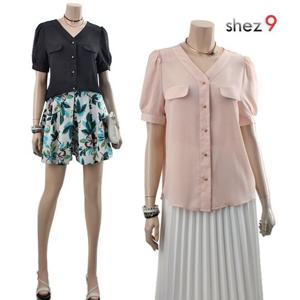 [쉬즈넘버나인]헤라 반팔 쉬폰 블라우스