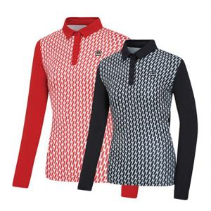 비티알 BTR 여성 골프웨어 가을 긴팔 패턴 카라 티셔츠