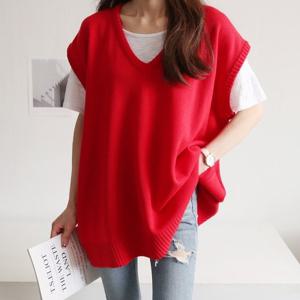 [하늘바라기]브이 오버핏 니트 베스트