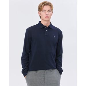 헤지스 남성 24FW 스테디셀러 네이비 단색 면 긴팔카라티셔츠 WHTS4C302N3