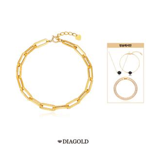 디아골드 24K 순금 듀얼 클립체인 팔찌+14K 오닉스 목걸이,팔찌세트 + 테니스팔찌