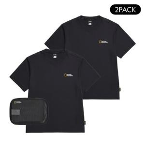 내셔널지오그래픽 N255UPA910 유니 메이스 2PACK 반팔티  BLACK