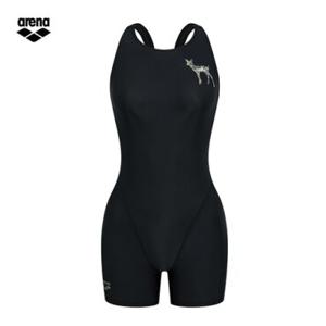아레나 여성 디어베어 A4FL1CE01 BLK (주머니백 증정)  선수 3부반신 레이서백 실내수영복