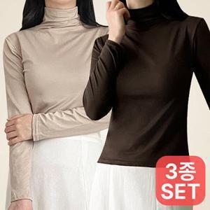 [시노코 3장세트] 소프트 스판 폴라 티셔츠 12컬러 FREE-XL A23T403