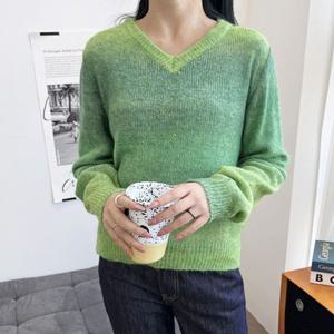데일리 여성 니트 봄 가을 여자 브이넥 니트티 스웨터