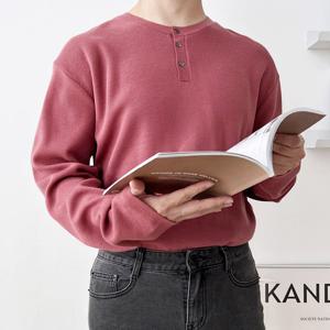 남자 헨리넥 기본 라운드 니트 DM-KN-QCHE1013M-인디핑크