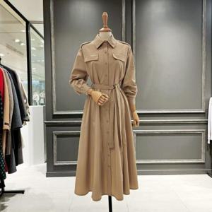 [아니베에프]  A42WOP510_카라넥 벨티드 A라인 원피스