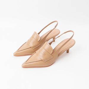 [신난다슈]여성 슬링백힐 5cm 슬링백 구두 펌프스 스틸레토 로퍼힐 미들힐 MA24502베이지