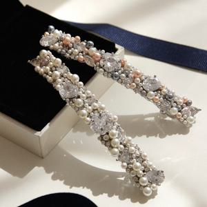 제이로렌 진주 큐빅 플라워 럭셔리 자동핀 H01156