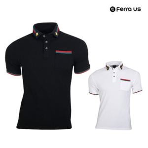 [티엔디]남성 여름 골프웨어 골프 카라 벌 자수 반팔 티셔츠