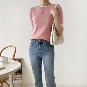 샵앤) 이븐 국산 여성 이너 반팔 니트티 21DS-WKN-3063-그레이