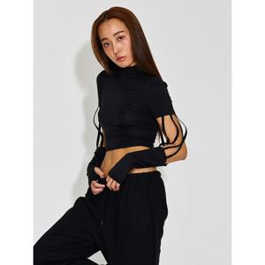 STRING ELBOW LONG SLEEVE TOP_T316TP106(BK)