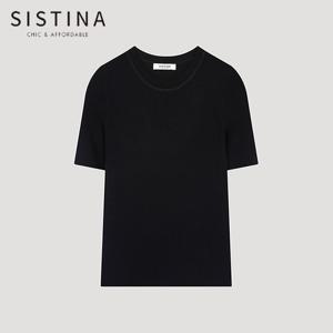 [SISTINA] 인기 슬림 리브 라운드넥 니트_ASKPOO21530_BK